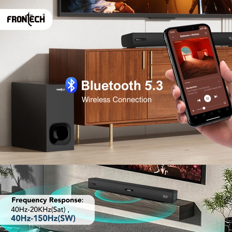 Frontech Arena 300W Dolby Digital Soundbar | Wired Subwoofer, 5.1 Channel (SW-0261) Frontech Arena 300W Dolby Digital Soundbar | Wired Subwoofer, 5.1 Channel (SW-0261)